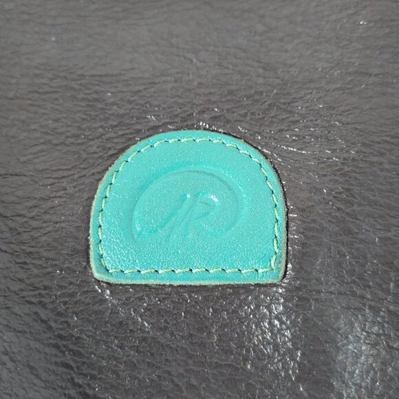 Rowland Leather Canada 2 Strap Shoulder Purse Brown Teal Blue Magnetic Bag - Picture 2 of 16